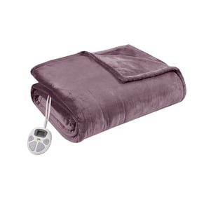 Olliix Serta Plush Heated Purple King Blanket