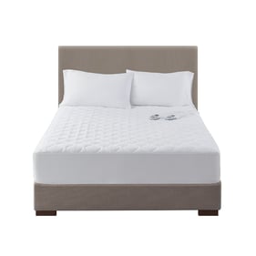 Olliix Serta Microfiber Heated White Twin Mattress Pad