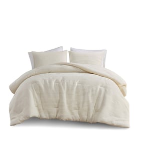 Olliix Urban Habitat Wyatt Ivory Full Queen 3pc Knitted Jersey Comforter Se...