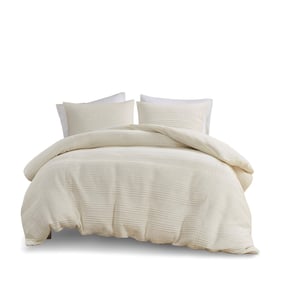 Olliix Urban Habitat Wyatt Ivory Full Queen 3pc Knitted Jersey Duvet Cover ...