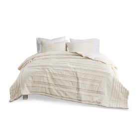 Olliix Urban Habitat Mercer Ivory Full Queen 3pc Cotton Quilt Set