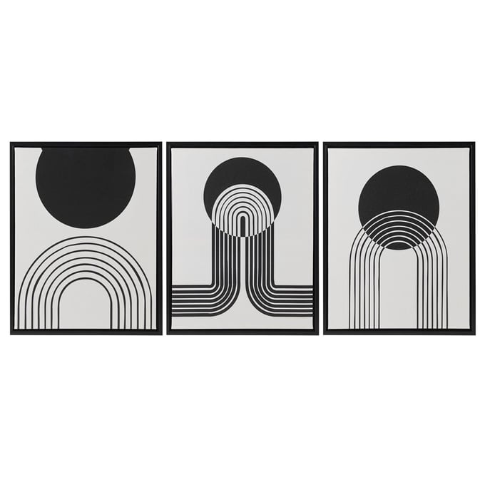 Olliix Urban Habitat Cosmic Curl Black Taupe 3pc Framed Canvas Wall Art Set OLIX-UH95C-0030