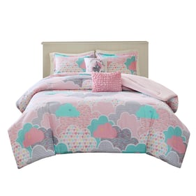 Olliix Urban Habitat Kids Cloud Pink Twin Cotton Printed Comforter Set