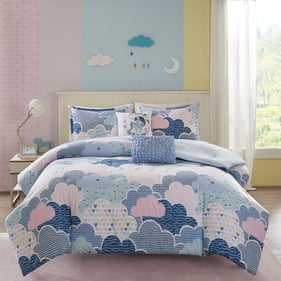 Olliix Urban Habitat Kids Cloud Blue Twin Cotton Printed Comforter Set