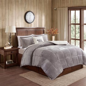 Olliix Woolrich Alton Grey Ivory Full Queen Alternative Comforter Set