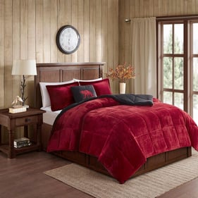 Olliix Woolrich Alton Red Black King Alternative Comforter Set