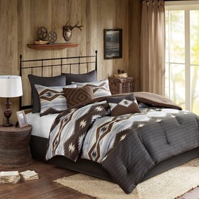 Olliix Woolrich Bitter Creek Grey Brown King 8pc Oversized Comforter Set