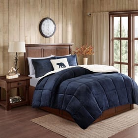 Olliix Woolrich Alton Navy Ivory King Alternative Comforter Set