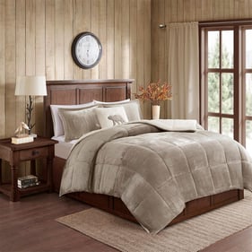 Olliix Woolrich Alton Taupe Ivory Full Queen Alternative Comforter Set