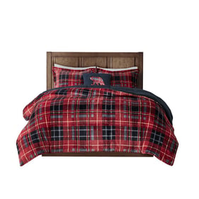 Olliix Woolrich Alton Red Plaid Full Queen Alternative Comforter Set