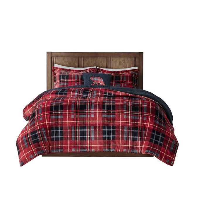 Olliix Woolrich Alton Red Plaid Full Queen Alternative Comforter Set OLIX-WR10-3102