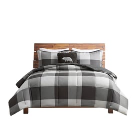 Olliix Woolrich Hudson Valley Grey Black Twin Down Alternative Comforter Se...