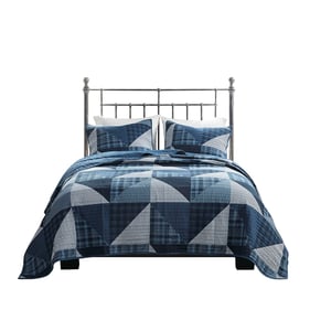 Olliix Woolrich Olsen Blue Full Queen 3pc Oversized Cotton Quilt Set