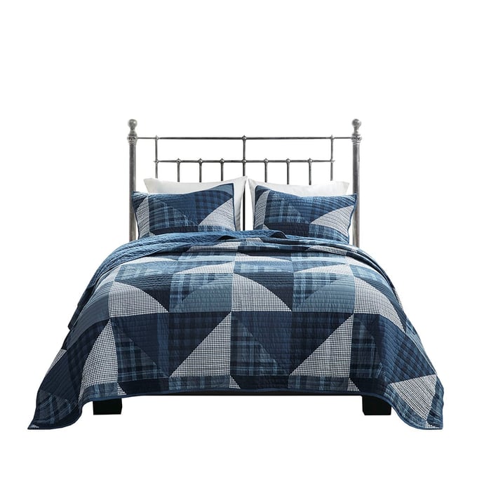 Olliix Woolrich Olsen Blue King Cal King 3pc Oversized Cotton Quilt Set OLIX-WR13-3472