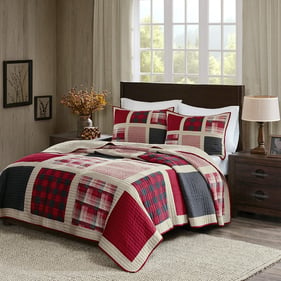 Olliix Woolrich Huntington Red Full Queen Cotton Oversized Quilt Mini Set