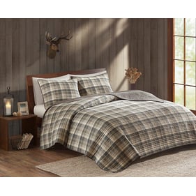 Olliix Woolrich Tasha Tan Full Queen Cotton Oversized Quilt Mini Set