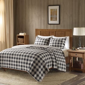 Olliix Woolrich Buffalo Check Gray King Cal King Oversized Quilt Mini Set