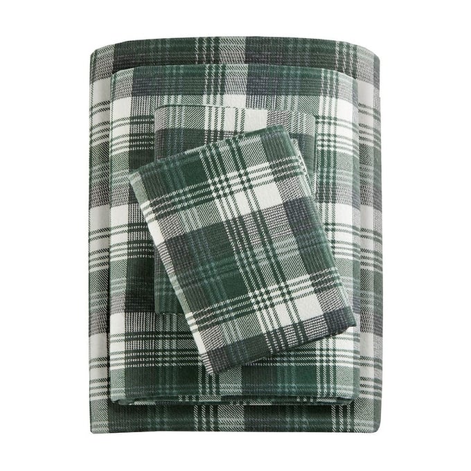 Olliix Woolrich Flannel Green Cotton Queen 4pc Sheet Set OLIX-WR20-1793