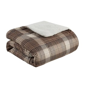 Olliix Woolrich Lumberjack Brown Softspun Down Alternative Filled Throw