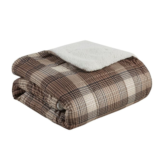 Olliix Woolrich Lumberjack Brown Softspun Down Alternative Filled Throw OLIX-WR50-1012