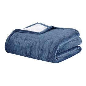 Olliix Woolrich Heated Plush to Berber Sapphire Blue Throw