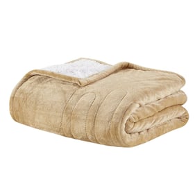 Olliix Woolrich Heated Plush to Berber Tan Throw