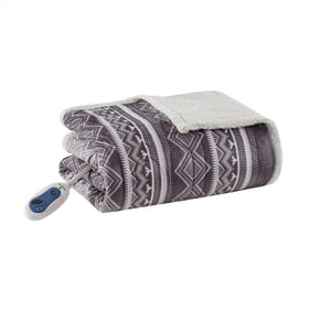 Olliix Woolrich Anderson Grey Berber Heated Throw