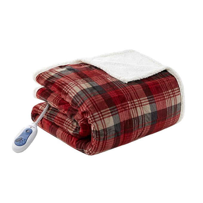 Olliix Woolrich Tasha Red Oversized Heated Throw OLIX-WR54-1776