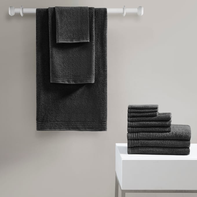 Olliix 510 Design Big Bundle Black 12pc Bath Towel Set OLIX-5DS73-0289