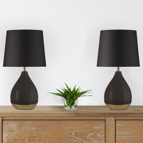 2 Olliix 510 Design Liora Black Gold Ceramic Table Lamps