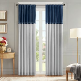 Olliix Croscill Classics Vicenza Navy Silver Single Curtain Panel