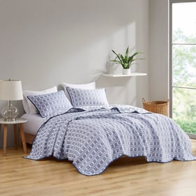 Olliix Madison Park Harlow Indigo Full Queen 3pc Coverlet Set