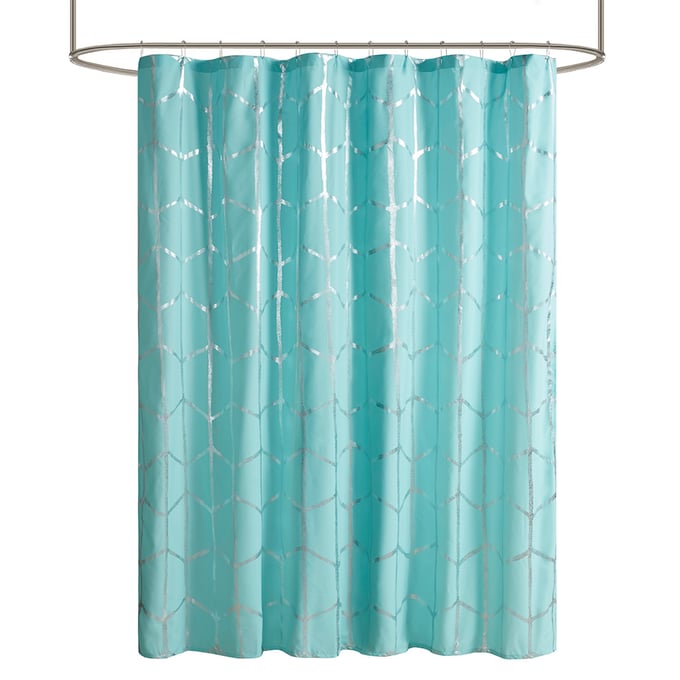 Olliix Intelligent Design Raina Aqua Silver Shower Curtain OLIX-ID70-1291