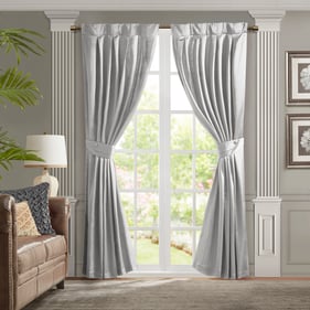 Olliix Croscill Classics Avignon Silver Single Pleat Curtain Panel with Tie...