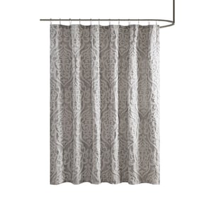 Olliix Madison Park Odette Silver Jacquard Shower Curtain