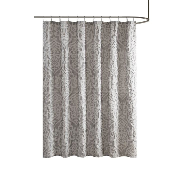 Olliix Madison Park Odette Silver Jacquard Shower Curtain OLIX-MP70-6875