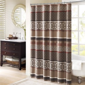 Olliix Madison Park Princeton Red Jacquard Shower Curtain