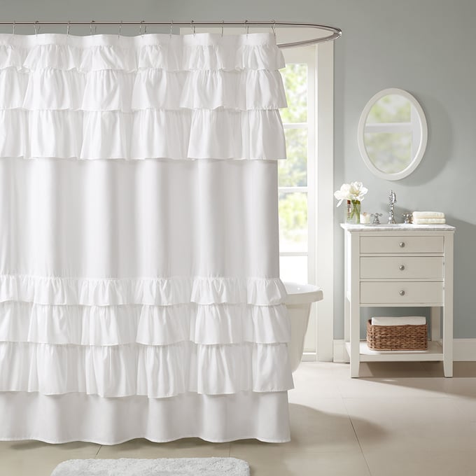 Olliix Madison Park Grace White Shower Curtain OLIX-MP70-3651