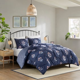 Olliix Madison Park Marfa Navy King Cal King 3pc Duvet Cover Set