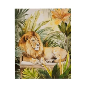 Olliix Madison Park Jungle Feline Green Lion Canvas Wall Art