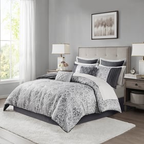 Olliix Madison Park Emilia Silver King 12pc Jacquard Comforter Set