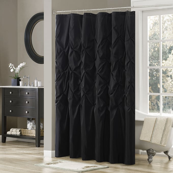 Olliix Madison Park Laurel Black Tufted Semi Sheer Shower Curtain OLIX-MP70-3272