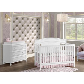 Oxford Baby Briella White 2pc Crib Set with Dresser Topper