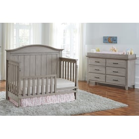 Oxford Soho Baby Chandler Stone Wash 2pc Toddler Bed Set with Dresser Toppe...