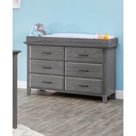 Oxford Soho Baby Chandler Graphite Gray 6 Drawer Dresser with Changing Topp...