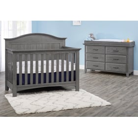 Oxford Soho Baby Chandler Graphite Gray 2pc Crib Set with Dresser Topper