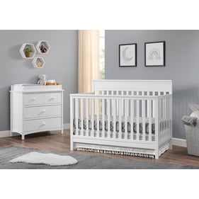 Oxford Baby Castle Hill Barn White 2pc Crib Set with Dresser Topper