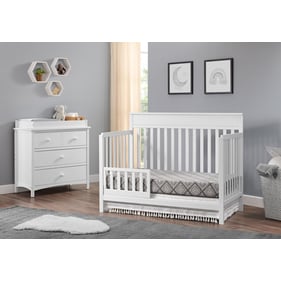 Oxford Baby Castle Hill Barn White 2pc Toddler Bed Set with Dresser Topper