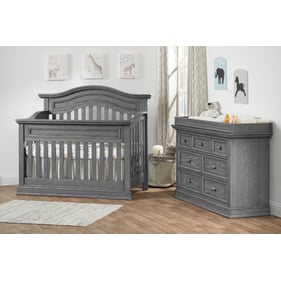 Oxford Baby Glenbrook Graphite Gray 2pc Crib Set with Dresser Topper