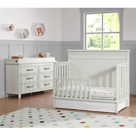 Oxford Soho Baby Ellison Rustic White 2pc Toddler Bed Set with Dresser Topp...